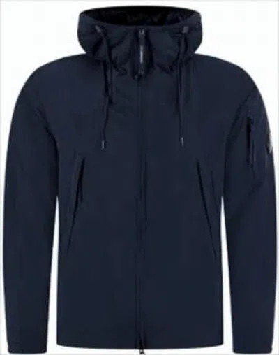 C.P. COMPANY HOODED BLUE ZIP JACKET WITH ADJUSTABLE DRAWSTRINGS