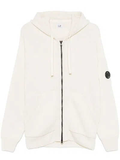 C.p. Company Hooded Cardigan In White