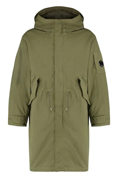 C.p. Company Hooded Cotton Parka In Green