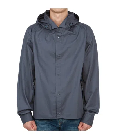 C.p. Company Hooded Cotton Shirt Jacket In Gray