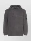 C.p. Company Hooded Crewneck Sweater Arm Patch Detail In Gray