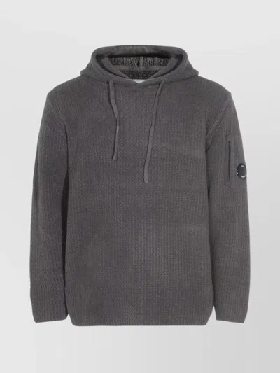 C.P. COMPANY HOODED CREWNECK SWEATER ARM PATCH DETAIL