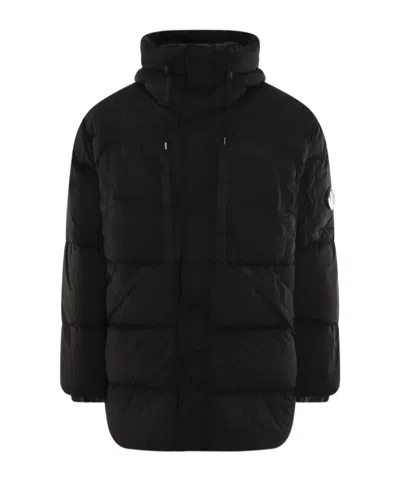C.p. Company Hooded Down Jacket In Black