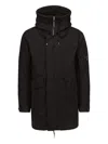 C.p. Company Hooded Drawstring Coat In Black