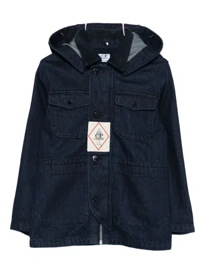 C.p. Company Kids' Hooded Flap-pocket Jacket In Blue
