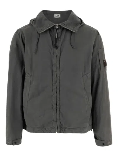 C.p. Company Micro-reps Hooded Lens Jacket In Gray