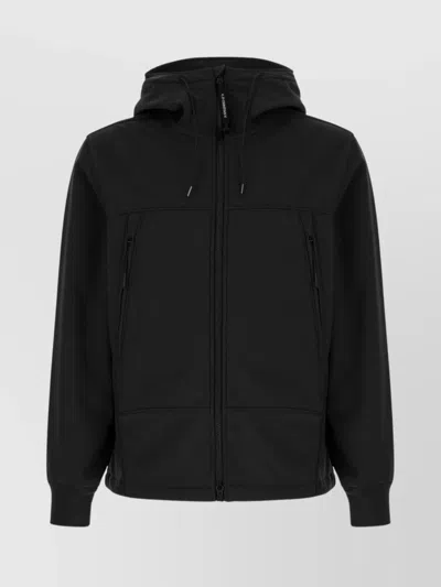 C.p. Company Hooded Jackets With Elastic Cuffs And Side Zip Pockets In Black