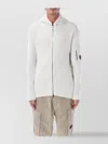 C.p. Company Hooded Knit Cardigan Ribbed Texture In White
