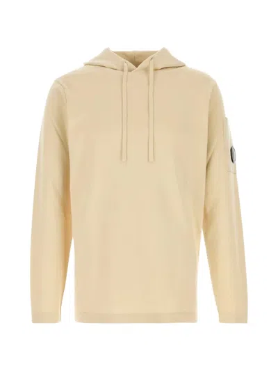 C.p. Company Knit Hooded Sweatshirt Drawstring Front Pocket In Yellow