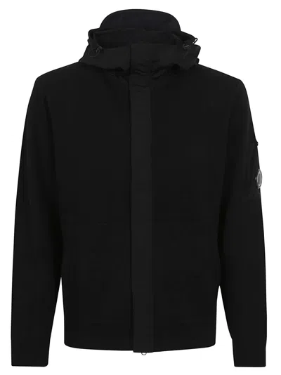C.p. Company Full Zip Sweatshirt With Adjustable Chrome Hood In Black