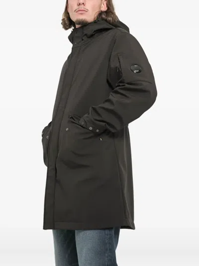 C.p. Company Hooded Long Coat In Gray