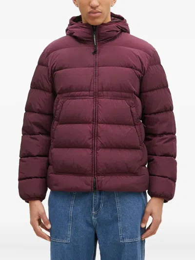 C.p. Company Hooded Padded Jacket In Burgundy