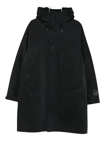 C.p. Company Hooded Panelled Coat In Black