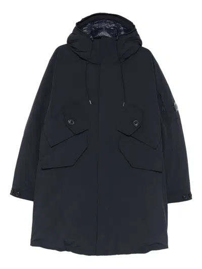 C.p. Company Hooded Pocket Coat In Blue