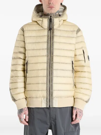 C.p. Company Hooded Puffer Bomber Jacket In Neutral
