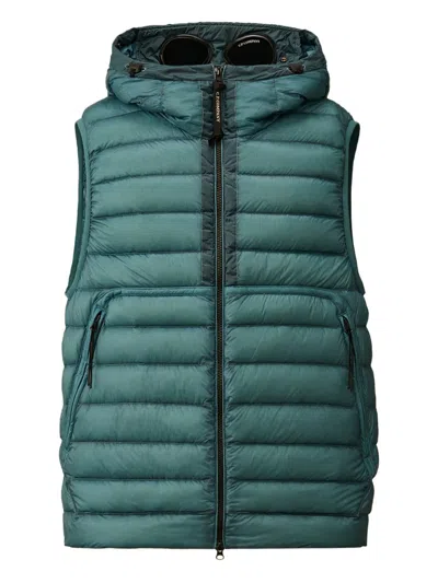 C.p. Company Hooded Quilted Down Gilet In Green