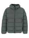 C.p. Company Grey Down Jacket With Fixed Hood With Googles Detail In Gray