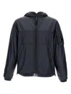 C.p. Company Hooded Windbreaker Jacket With Lens Detail In Blue