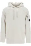 C.p. Company Knit Hoodie With Drawstring Hood And Urban Logo Patch In Neutro