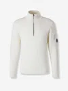 C.p. Company Roll Neck Zip Sweatshirt In White