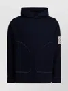 C.p. Company Hooded Sweatshirt With Front Pocket And Stitching In Blue