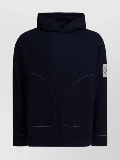 C.P. COMPANY HOODED SWEATSHIRT WITH FRONT POCKET AND STITCHING