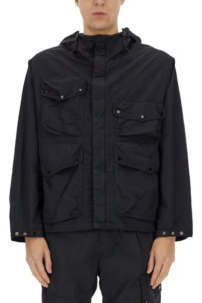 C.p. Company Flatt Nylon Goggle Casual Jackets And Parka In Blue