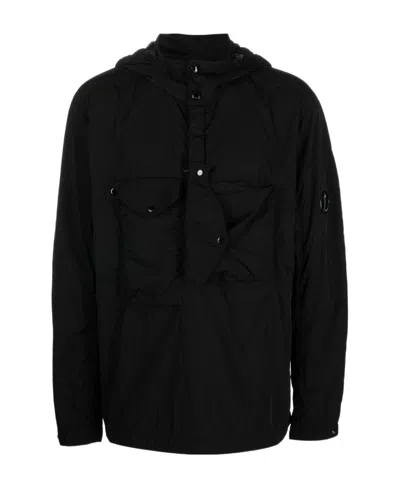 C.p. Company Hooded Windbreaker Jacket In Black
