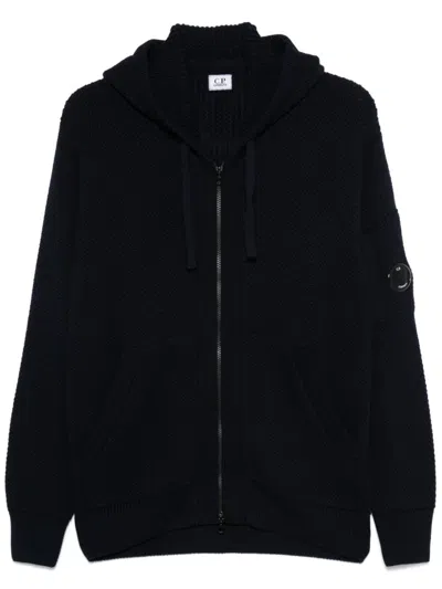 C.p. Company Hooded Zip-up Cardigan In Blue