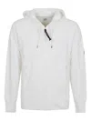 C.p. Company Sweatshirts Hooded Open In Diagonal Raised Fleece In White