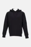 C.p. Company Crewneck Sweatshirt With Arm Patch And Hood In Black