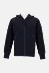 C.p. Company C.p.company Sweatshirts Hooded Open In Diagonal Raised Fleece In Black