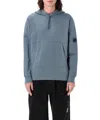 C.p. Company C.p.company Diagonal Raised Fleece Lens Hooded Sweatshirt In Blue