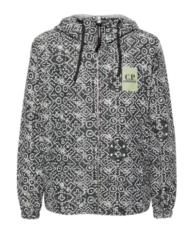 C.p. Company Inca-print Hooded Jacket In Gray