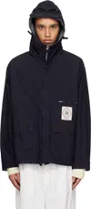 C.p. Company C.p.company Men Goggle 50 Yarns Jacket With Hood In 883 Insignia Blue