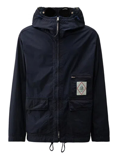 C.P. COMPANY C.P. COMPANY INDIGO BLUE JACKET WITH GOOGLE HOOD
