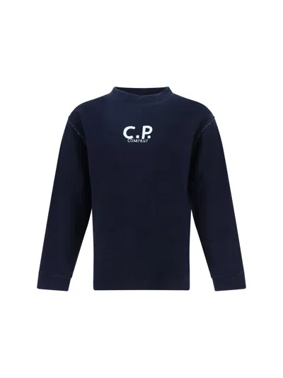 C.p. Company Indigo Sweatshirt In Denim-normal Washed 40°