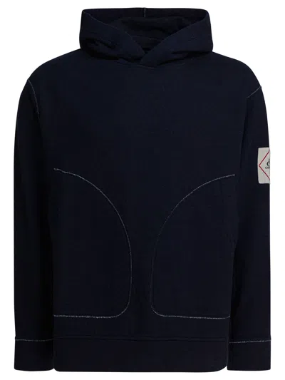 C.p. Company Hooded Sweatshirt With Front Pocket And Stitching In Blue