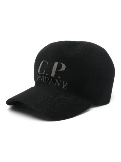 C.p. Company Intarsia-logo Cap In Black
