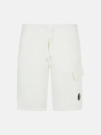C.p. Company Ivory Cotton Bermuda Shorts In White