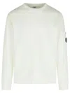 C.p. Company C.p.company Logo Cotton Crewneck Sweatshirt In Beige