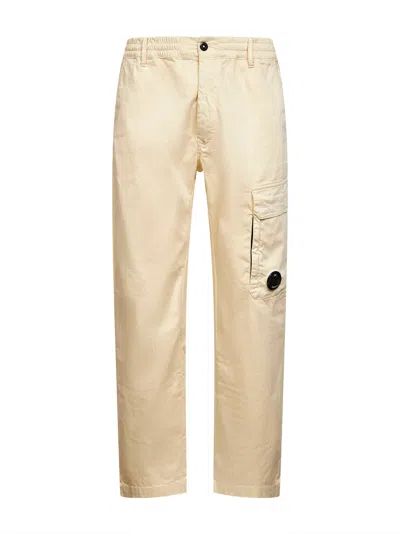 C.p. Company Ivory Stretch Cotton Satin Cargo Trousers In Neutral