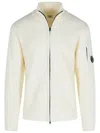 C.p. Company Wool Blend Sweater High Collar In White