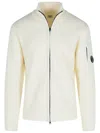 C.p. Company Wool Blend Sweater High Collar In White