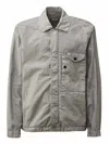 C.p. Company Limestone Grey Overshirt In Wax Linen In Gray