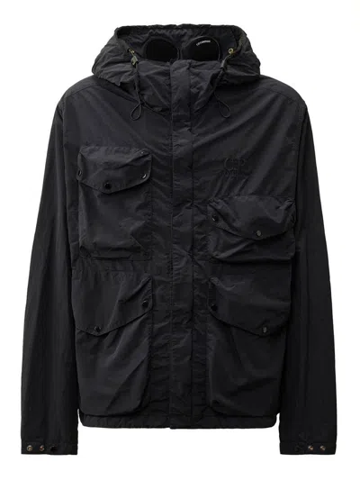 C.p. Company Cp Company Flatt Nylon Goggle Jacket In Black