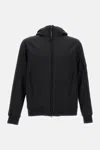 C.p. Company Short Hooded Jacket Zip Pockets In Black