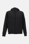 C.p. Company Polyester Hooded Jacket With Ribbed Cuffs And Zip Pockets In Black