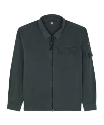 C.p. Company Jacket Overshirt In Organic Gabardine In Black