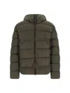 C.p. Company Quilted Green Polyamide Down Jacket With Integrated Sunglasses
